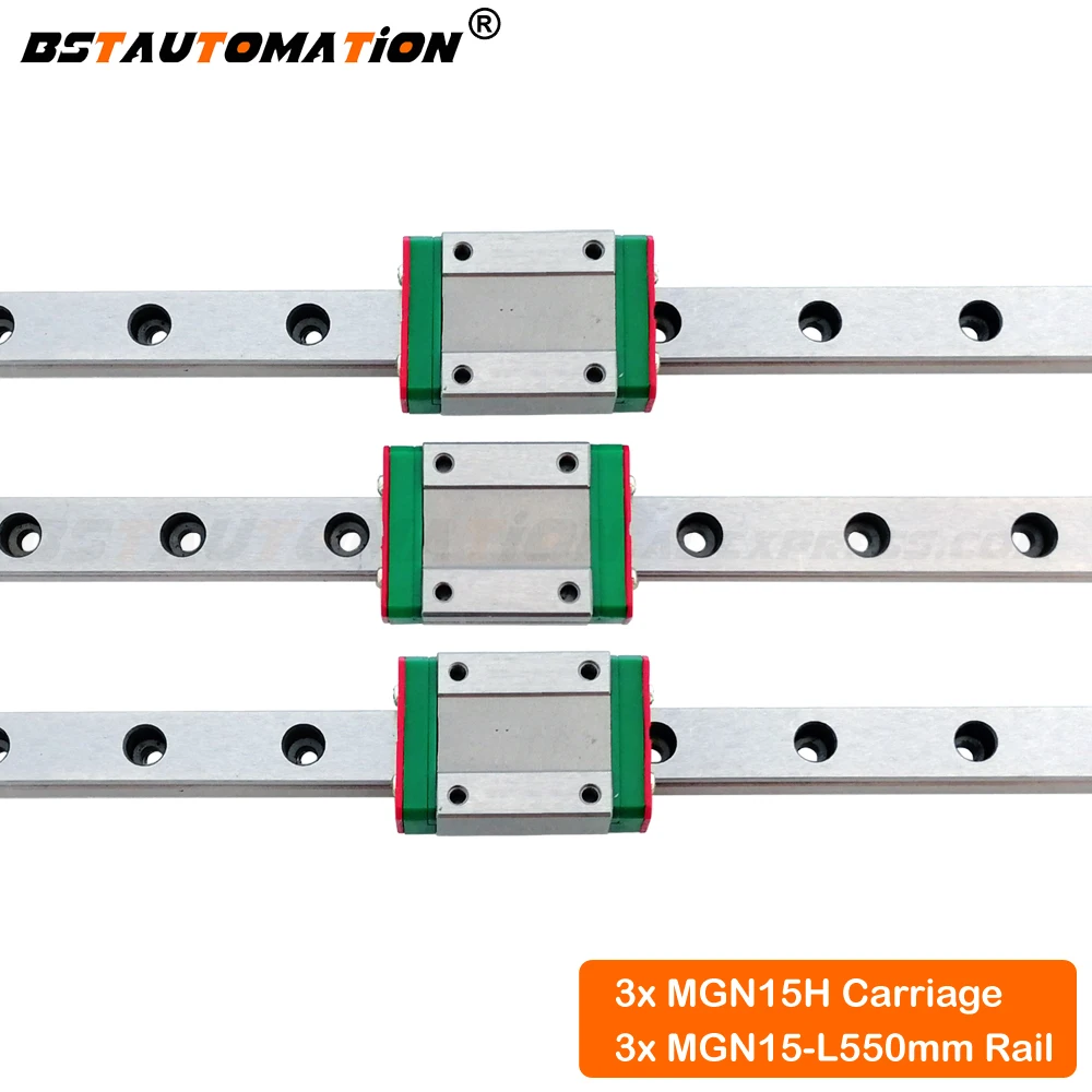 MGN15 Linear Guide 550mm Square Rail with MGN15H Carriage Blocks for 3d Printer Kits
MGN15 Linear Guide 550mm Square Rail with MGN15H Carriage Blocks for 3d Printer Kits