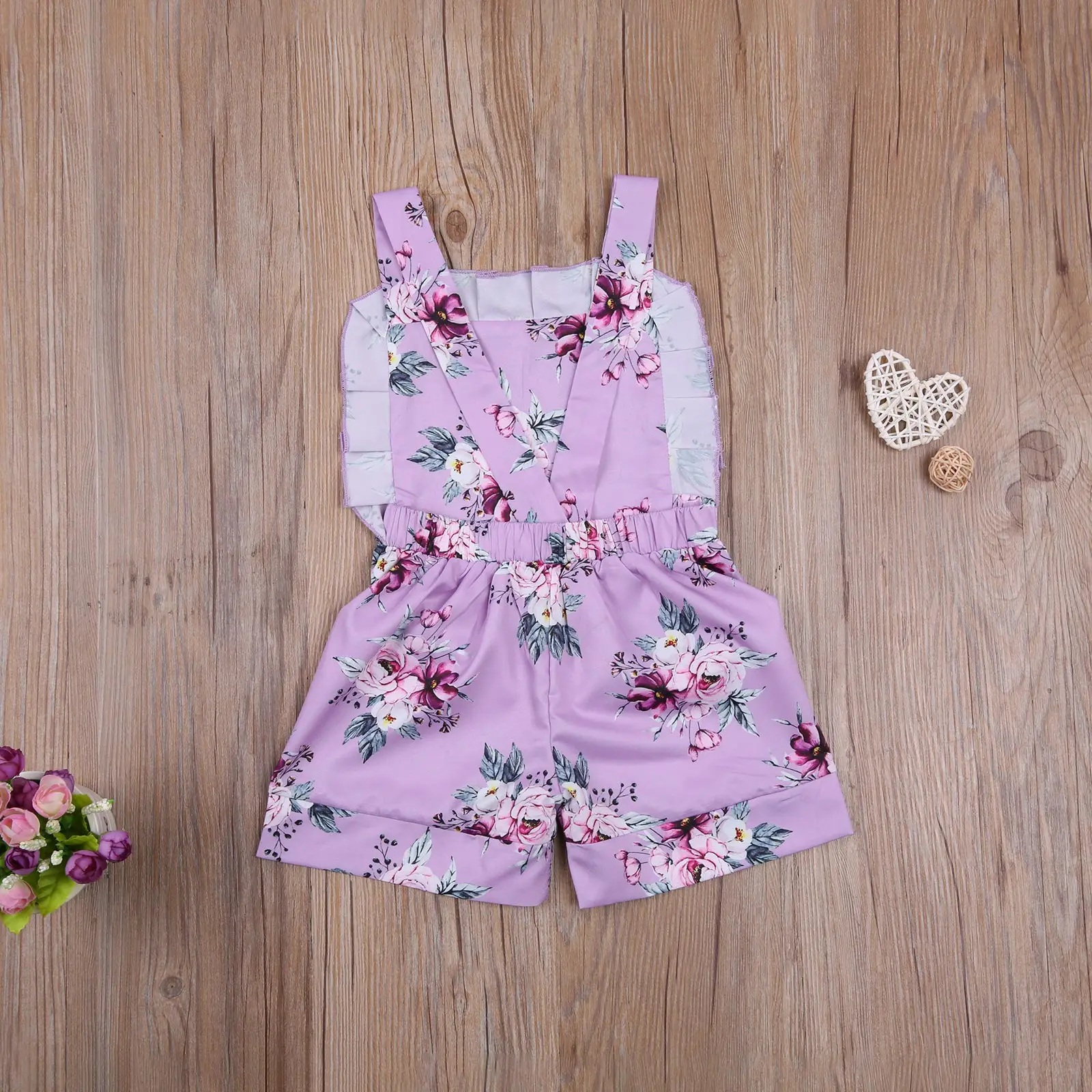 Children's Romper, Toddler's Ruffled Hem Sleeveless Floral Printed Wide Strap Jumpsuit for Kids
Children's Romper, Toddler's Ruffled Hem Sleeveless Floral Printed Wide Strap Jumpsuit for Kids
