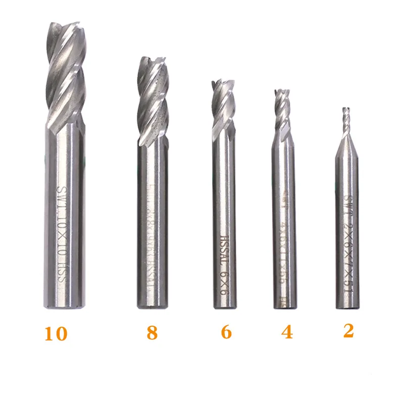 HSS 4 slot straight shank milling cutter 4 edge end milling cutter 5pcs/8pcs/10pcs set metal NC tool end milling cutter
HSS 4 slot straight shank milling cutter 4 edge end milling cutter 5pcs/8pcs/10pcs set metal NC tool end milling cutter