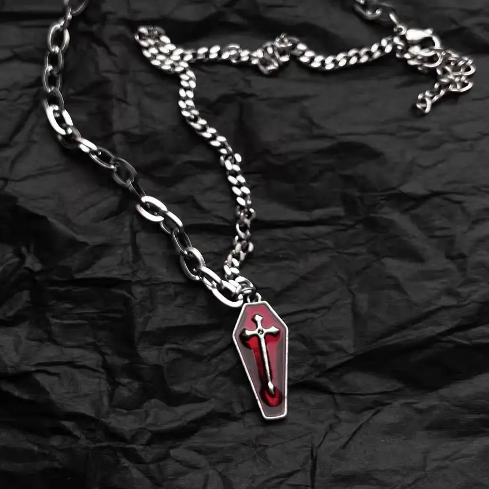 2021 New Gothic Style Red Coffin Cross Necklace for Man Punk So Cool Patchwork Chain Cross Necklace Jewelry Wholesale
2021 New Gothic Style Red Coffin Cross Necklace for Man Punk So Cool Patchwork Chain Cross Necklace Jewelry Wholesale