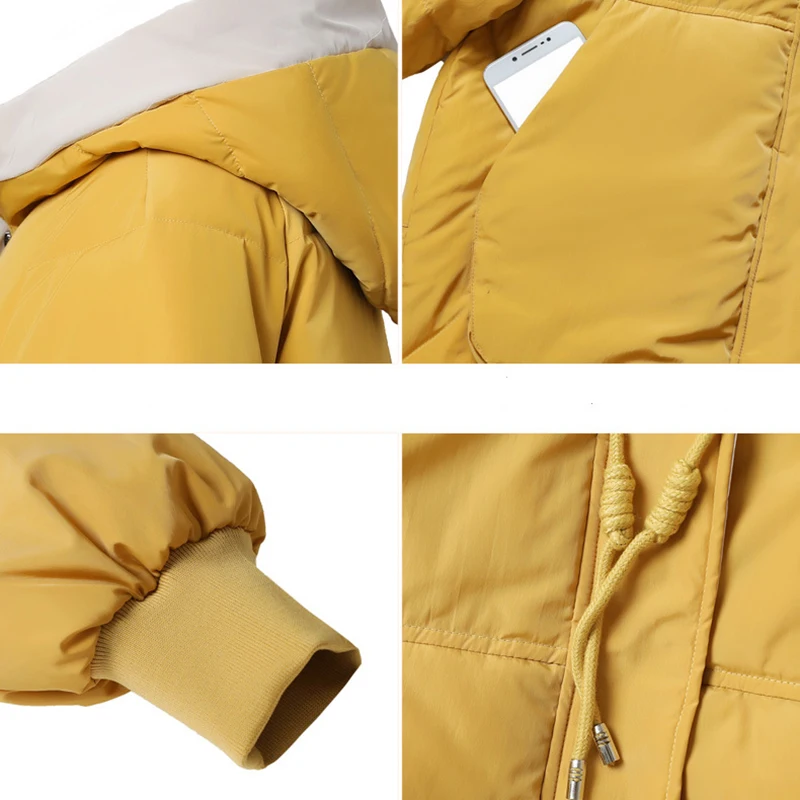 Winter Hooded Warm Short Down Cotton Coat Women Fashion Big Pocket Knitted Sleeves Padded Jacket Large Size Loose Streetwear
Winter Hooded Warm Short Down Cotton Coat Women Fashion Big Pocket Knitted Sleeves Padded Jacket Large Size Loose Streetwear