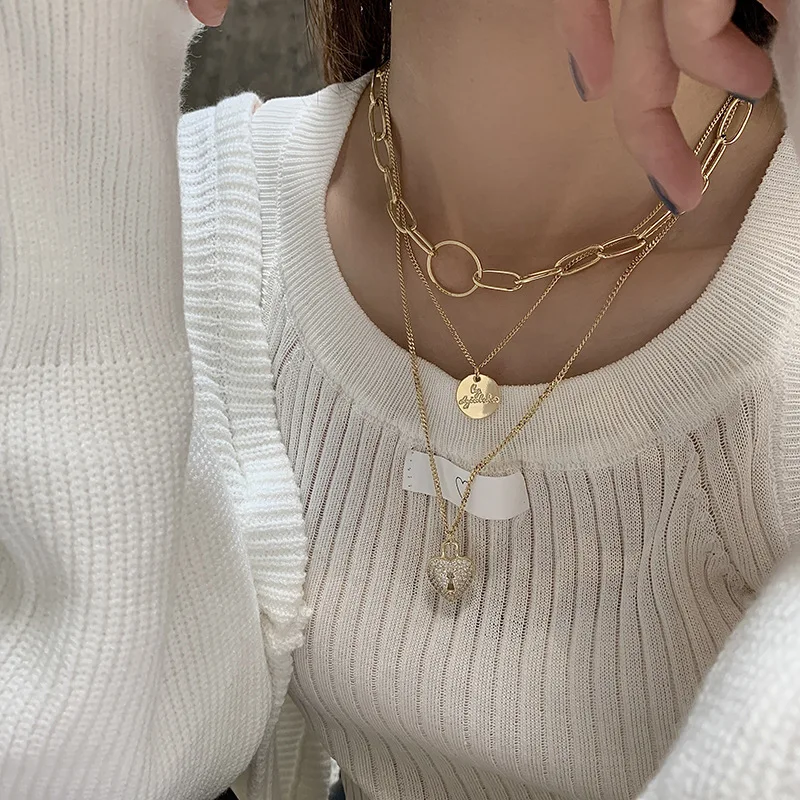 Korean Crystal Love Heart Shape Pendant Necklace for Women Bride Jewelry S925 Gold Three-layer Clavicle Chain Sweater Chains
Korean Crystal Love Heart Shape Pendant Necklace for Women Bride Jewelry S925 Gold Three-layer Clavicle Chain Sweater Chains