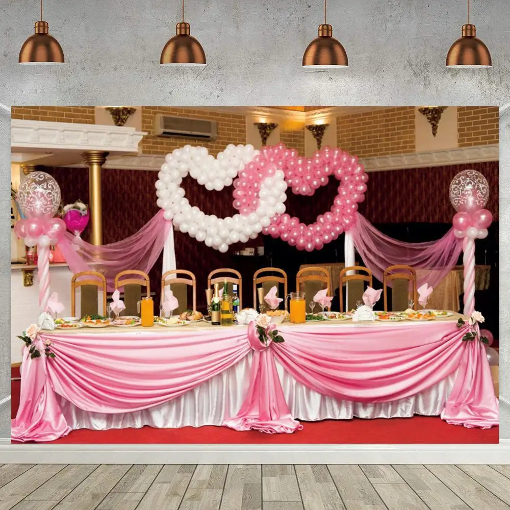 Wedding Party Photography Background Love Heart Shape Balloons Long Dinner Table Marriage Celebration Stage Backdrops
Wedding Party Photography Background Love Heart Shape Balloons Long Dinner Table Marriage Celebration Stage Backdrops