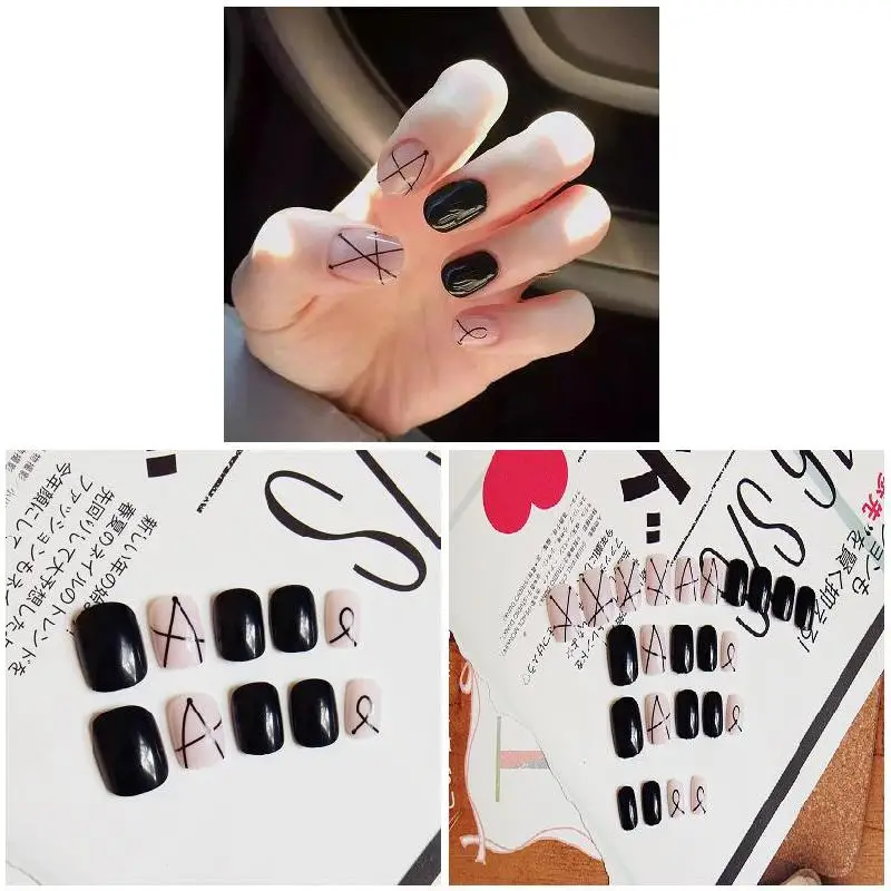 False nails 24 Pcs/Set Solid Milk Pink Black Nail Tips Acrylic Short Full False French Nail Art Tips with Glue Sticker FRE-Drop
False nails 24 Pcs/Set Solid Milk Pink Black Nail Tips Acrylic Short Full False French Nail Art Tips with Glue Sticker FRE-Drop