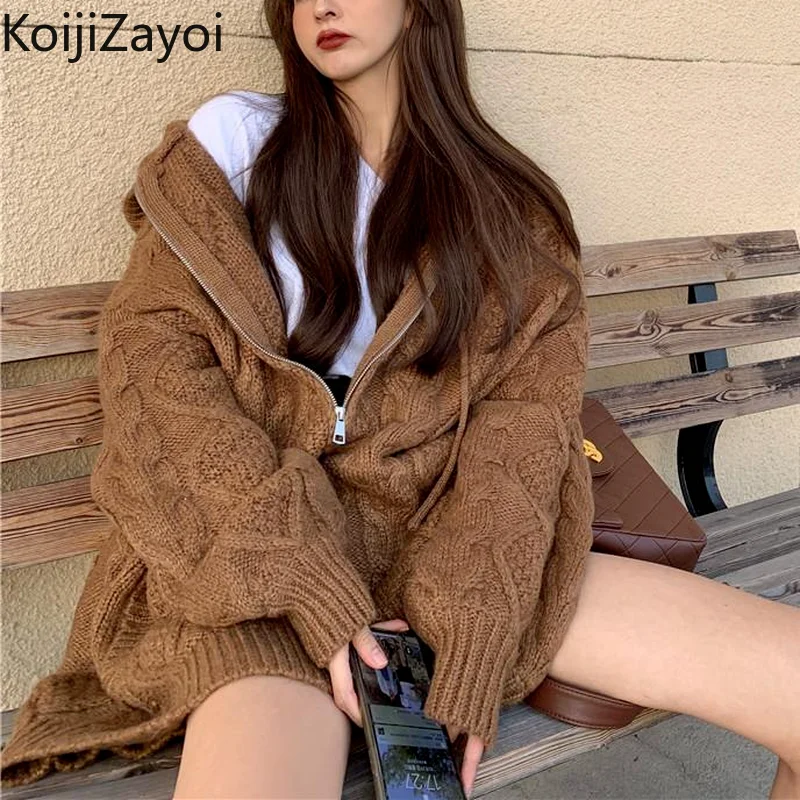 Женский трикотажный кардиган оверсайз Koijizayoi в стиле бойфренд, модные однотонные свитера с капюшоном в Корейском стиле, осенняя верхняя оде...
Женский трикотажный кардиган оверсайз Koijizayoi в стиле бойфренд, модные однотонные свитера с капюшоном в Корейском стиле, осенняя верхняя оде...