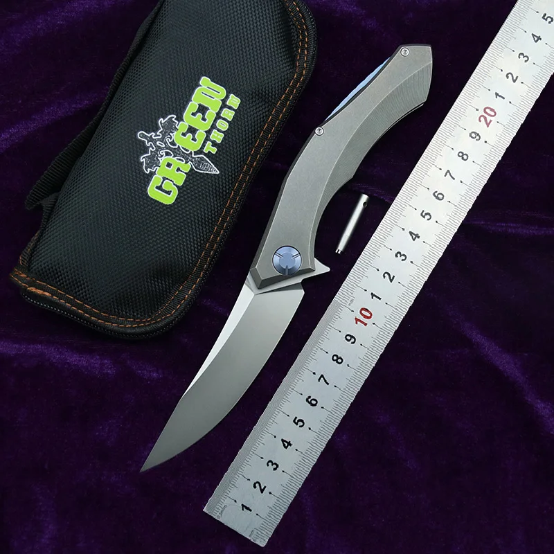 Green thorn curling Lapel folding knife D2 steel blade + titanium alloy handle outdoor camping hunting pocket fruit knife practi 
Green thorn curling Lapel folding knife D2 steel blade + titanium alloy handle outdoor camping hunting pocket fruit knife practi
