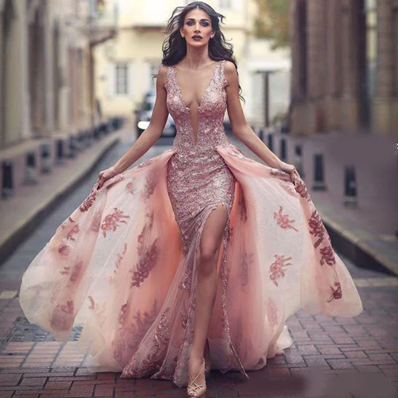 Sexy Lace Backless Prom Formal Dresses 2022 Sheer Neck Sleeveless With Detachable Train Split Arabic Evening Gowns For Wom
Sexy Lace Backless Prom Formal Dresses 2022 Sheer Neck Sleeveless With Detachable Train Split Arabic Evening Gowns For Wom