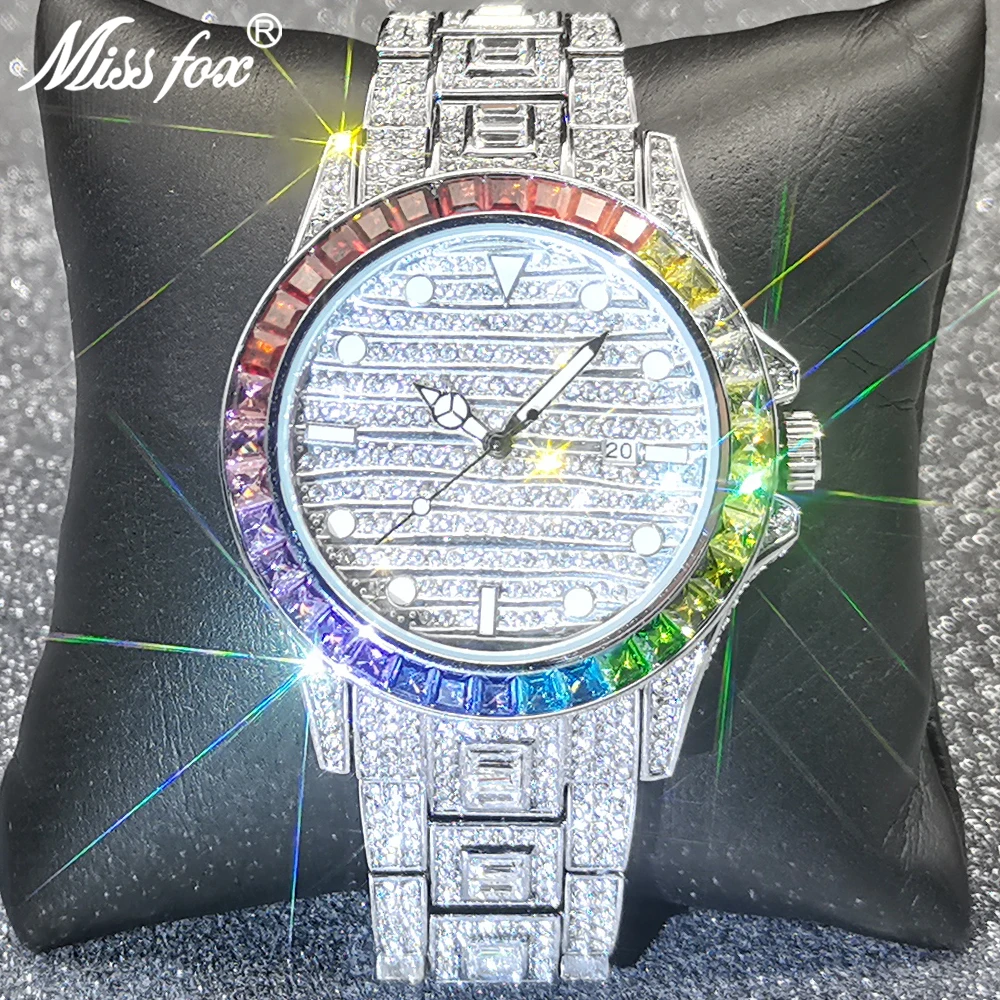 Часы мужские кварцевые в стиле хип-хоп с бриллиантами | Наручные часы