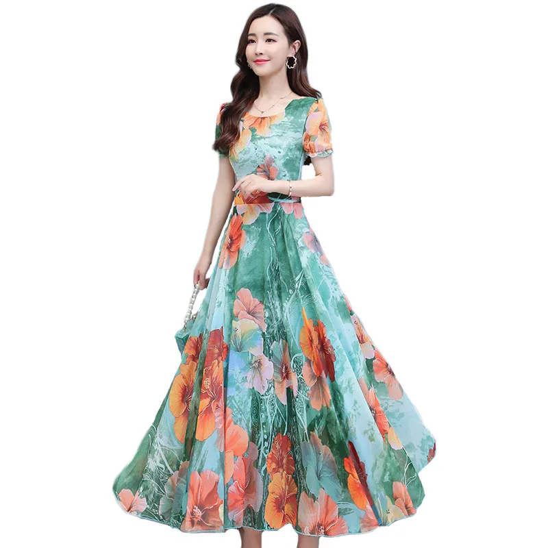 Summer Fashion Chiffon Dress Women 2021 New Plus Size Loose Temperament Large Swing Floral Printed Long Dresses Female JD1432
Summer Fashion Chiffon Dress Women 2021 New Plus Size Loose Temperament Large Swing Floral Printed Long Dresses Female JD1432