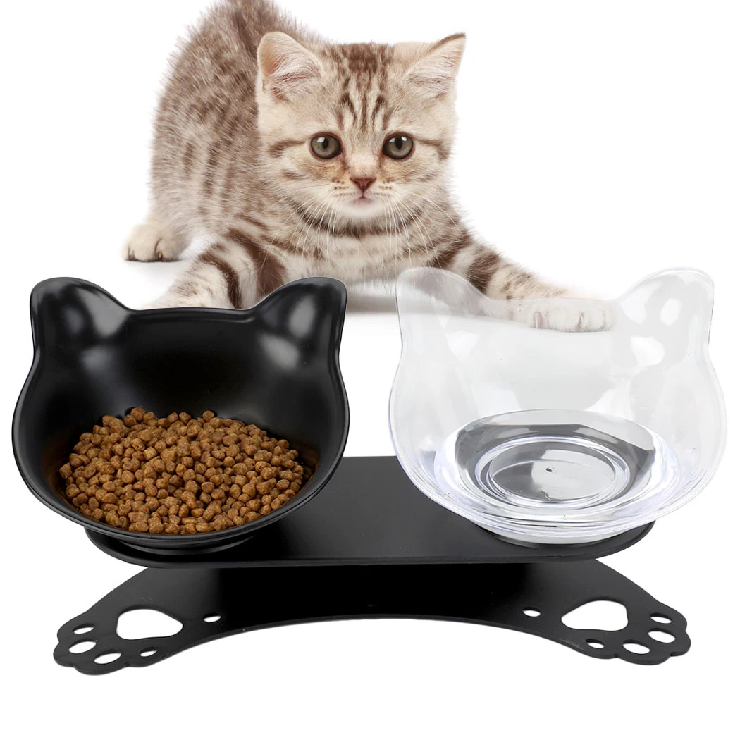 

Кошачья миска двойной миски для домашних животных с нескользящей подошвой с черным рельефные подставки для домашних животных Еда и поилки для собак для кошек кормушки для собак домашних животных продукты для кошек