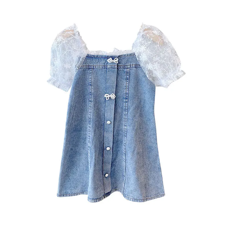 Summer 2021 New Arrivals Girls Short Lace Sleeve O Neck Single Breasted Butterfly Button Cute Princess Denim Dress 18M-6T
Summer 2021 New Arrivals Girls Short Lace Sleeve O Neck Single Breasted Butterfly Button Cute Princess Denim Dress 18M-6T