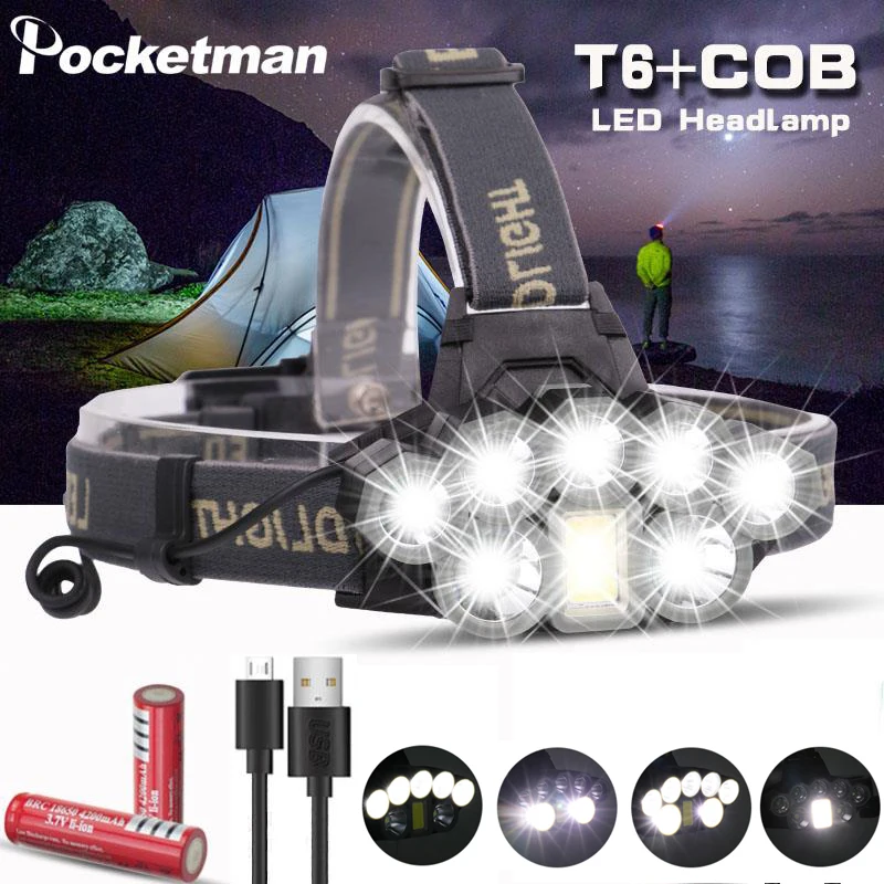 Супер яркий T6 + COB 6 режимов светодиодный налобный фонарь USB Перезаряжаемые головной светильник аварийный светильник фонарь головной светил...
Супер яркий T6 + COB 6 режимов светодиодный налобный фонарь USB Перезаряжаемые головной светильник аварийный светильник фонарь головной светил...