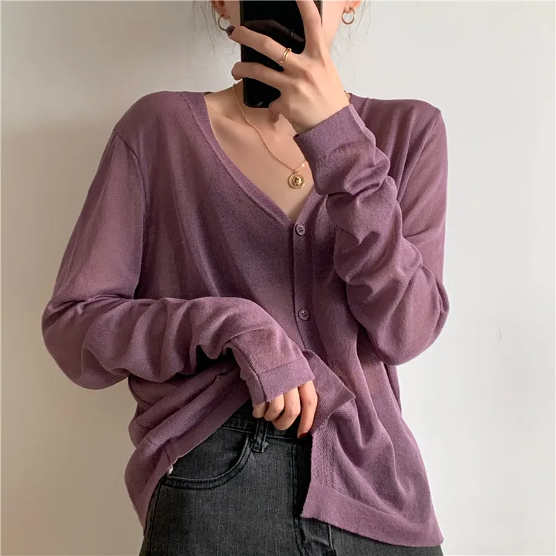 Cardigan Women Korean Long Sleeve Cardigan Summer Cropped Cardigan Knitted V neck Thin Ice Silk Sweaters Sunscreen Shirt Tops
Cardigan Women Korean Long Sleeve Cardigan Summer Cropped Cardigan Knitted V neck Thin Ice Silk Sweaters Sunscreen Shirt Tops