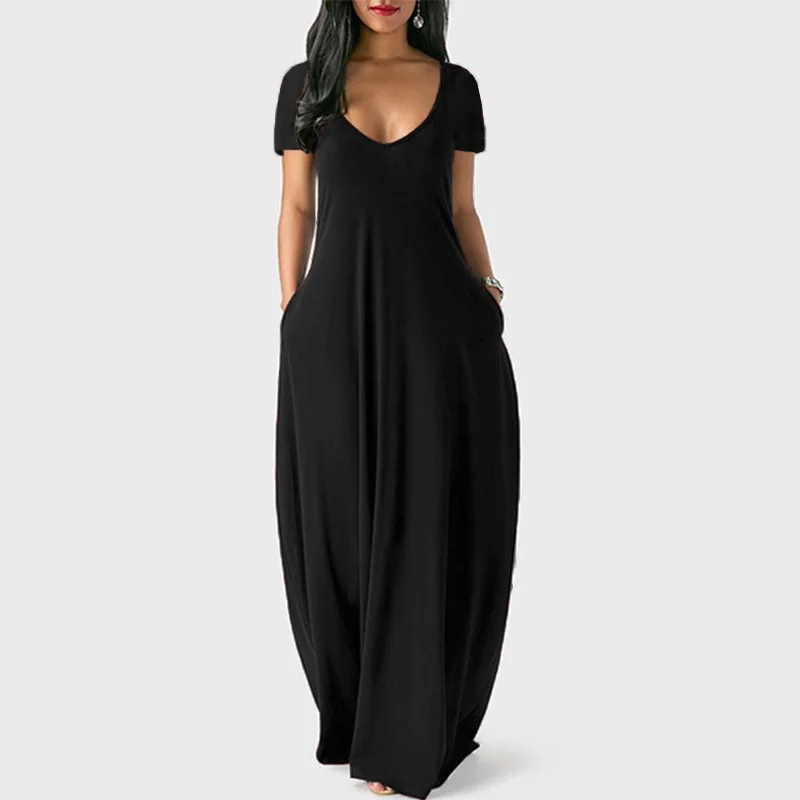 Zoctuo Solid Sexy Party Dresses For Women Deep V-neck Summer Dress Loose Pocket Fashion Short Sleeve Casual Dress Plus Size
Zoctuo Solid Sexy Party Dresses For Women Deep V-neck Summer Dress Loose Pocket Fashion Short Sleeve Casual Dress Plus Size