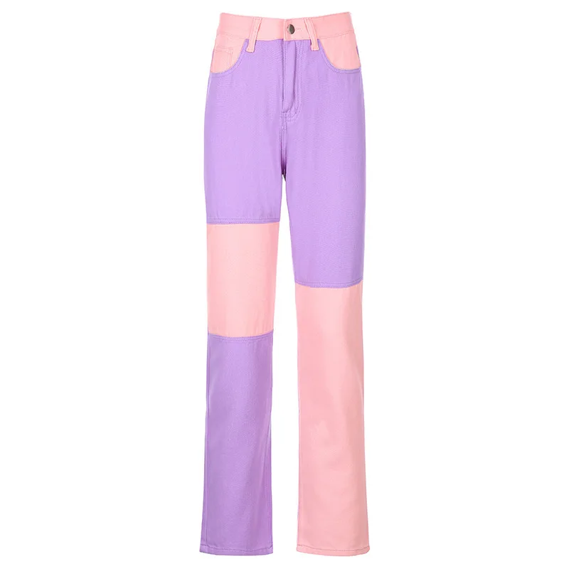 Women's color matching jeans European and American style new fashion high waist straight pants women's all-match casual pants
Women's color matching jeans European and American style new fashion high waist straight pants women's all-match casual pants
