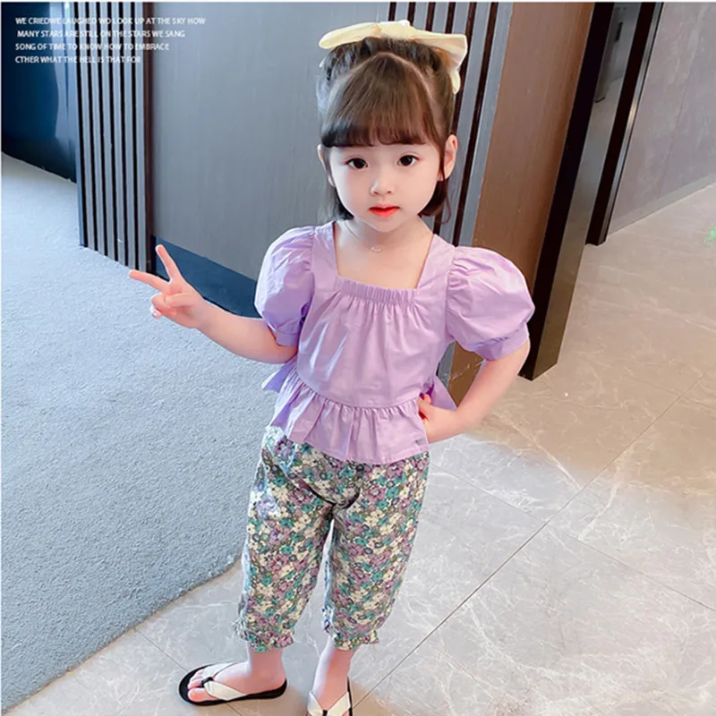 2021 New Arrival Toddler Girls Summer Clothing Set Casual Solid Puff Sleeve Short Tops+Floral Mosquito Pants For 1-7Yrs Outfits
2021 New Arrival Toddler Girls Summer Clothing Set Casual Solid Puff Sleeve Short Tops+Floral Mosquito Pants For 1-7Yrs Outfits