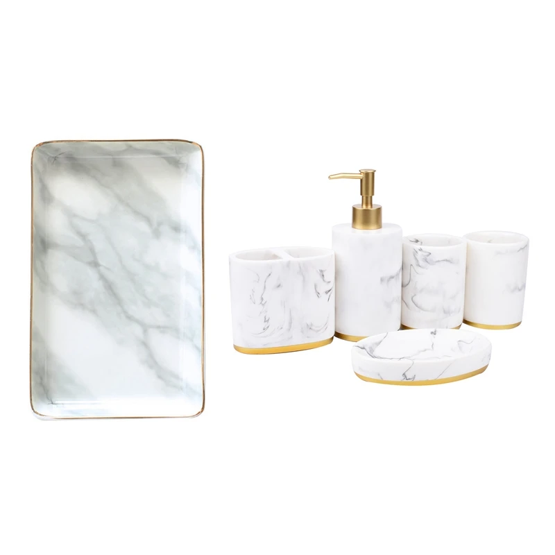 1 Pcs Nordic Style Marble Painting Phnom Fruit Storage Tray & 1 Set Bathroom Accessories Set
1 Pcs Nordic Style Marble Painting Phnom Fruit Storage Tray & 1 Set Bathroom Accessories Set