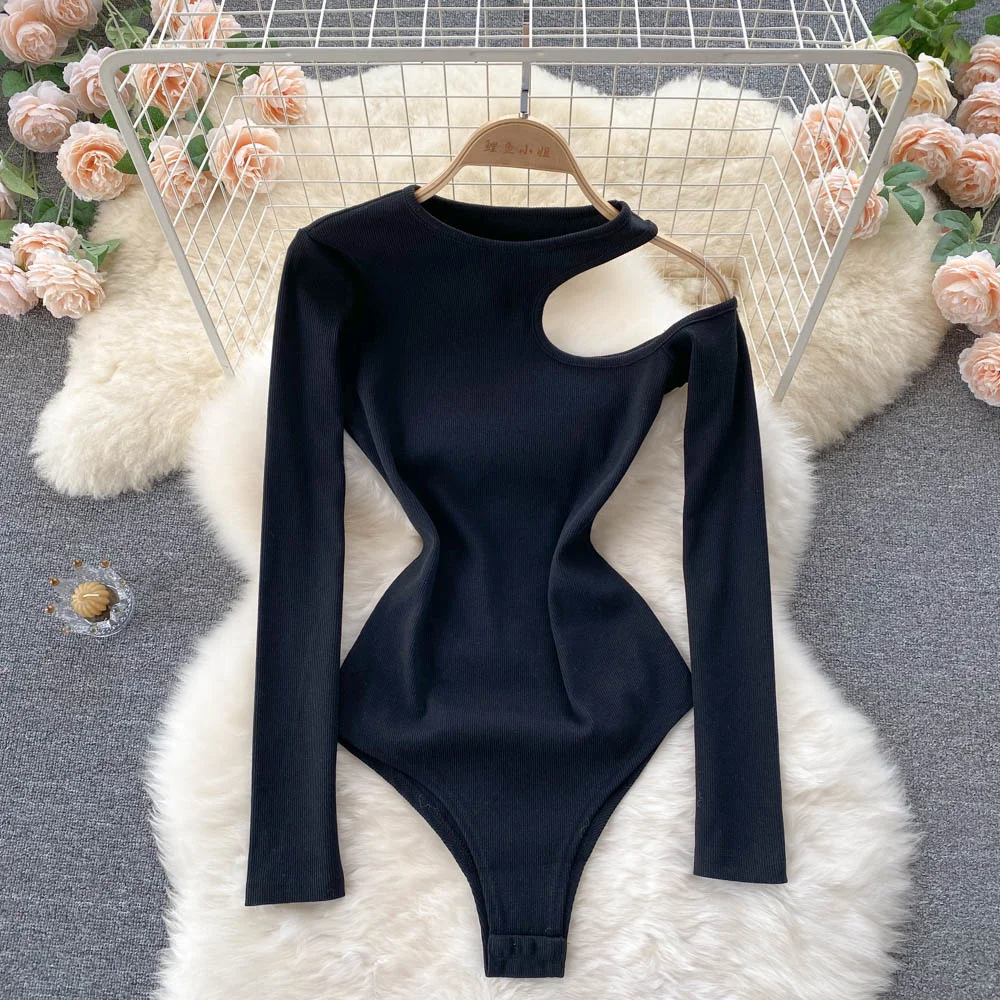 Sexy Hollow Out One Shoulder Long Sleeve Bodysuit for Women Solid O-neck Slim Fit Body Top Casual Spring Autumn Bodycon Bodysuit
Sexy Hollow Out One Shoulder Long Sleeve Bodysuit for Women Solid O-neck Slim Fit Body Top Casual Spring Autumn Bodycon Bodysuit