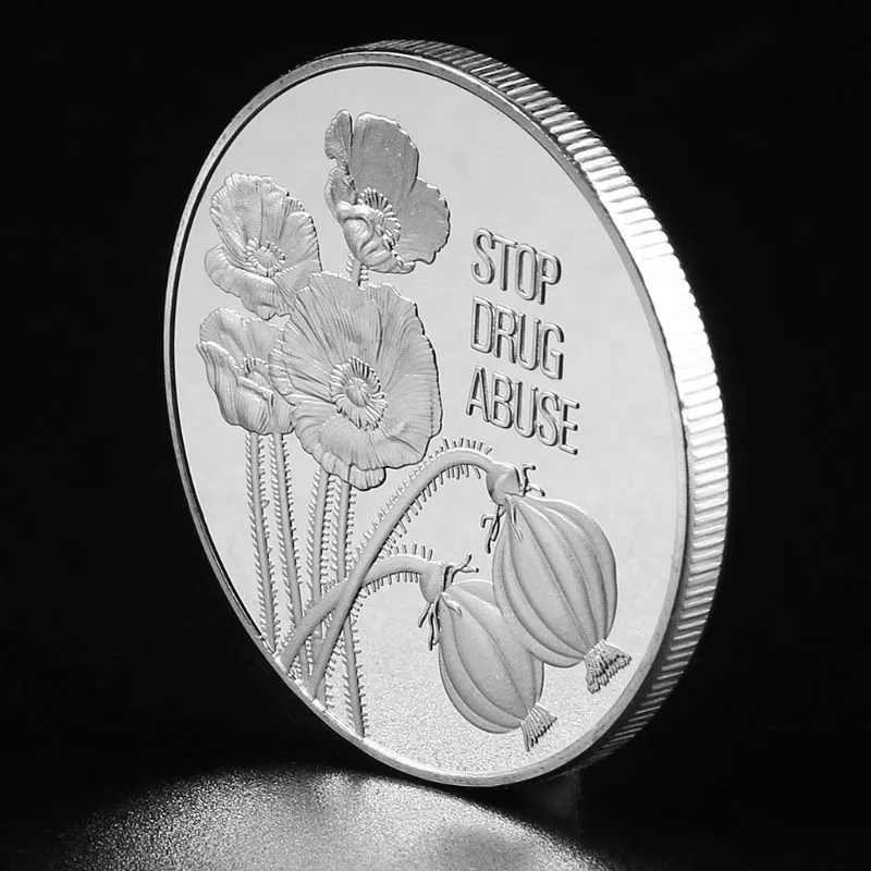 United Nations Anti-drug Propaganda Commemorative Coins Stop Drug Abuse Poppies Silver Badge Healthy Life Collect Specie
United Nations Anti-drug Propaganda Commemorative Coins Stop Drug Abuse Poppies Silver Badge Healthy Life Collect Specie