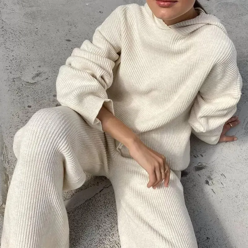 Summer Knitted Sweat Suits Women Matching Sets Long Sleeve Hoodie+wide-legged Pants Loungewear Sweater Set Two Piece Outfits
Summer Knitted Sweat Suits Women Matching Sets Long Sleeve Hoodie+wide-legged Pants Loungewear Sweater Set Two Piece Outfits