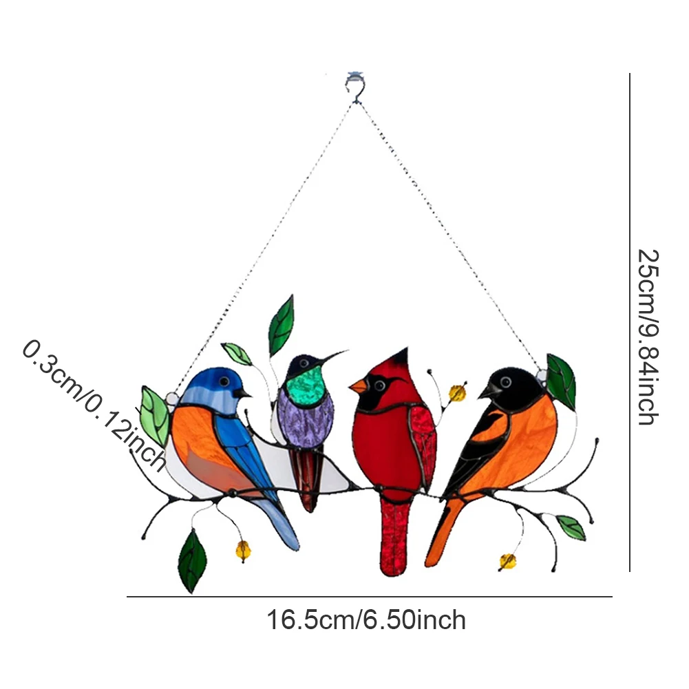 Stained Glass Birds Window Hanging Cartoon Birds Panel Pendant Acrylic Multicolor Suncatcher Living Room Hanging Decoration
Stained Glass Birds Window Hanging Cartoon Birds Panel Pendant Acrylic Multicolor Suncatcher Living Room Hanging Decoration