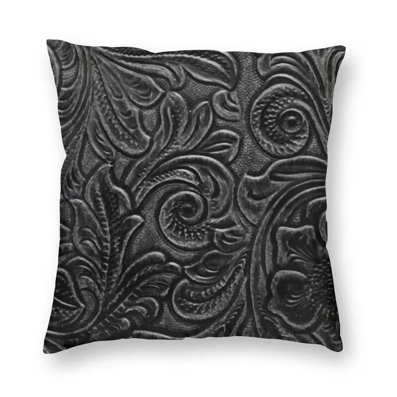 Black Tooled Leather Floral Scrollwork Design Cushion Cover Vintage Textures Floor Pillow Case for Car Pillowcase Decoration
Black Tooled Leather Floral Scrollwork Design Cushion Cover Vintage Textures Floor Pillow Case for Car Pillowcase Decoration