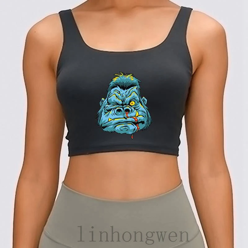 Женский летний топ с принтом «обезьяна» и круглым вырезом 
Женский летний топ с принтом «обезьяна» и круглым вырезом