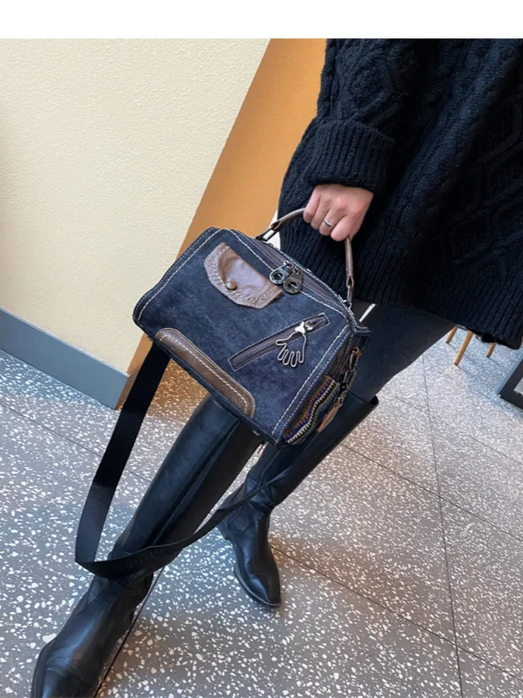 Vintage Crossbody Bags for Women Denim with Leather Purses and Handbags Dul-use Over Shoulder Bag Boston Tote
Vintage Crossbody Bags for Women Denim with Leather Purses and Handbags Dul-use Over Shoulder Bag Boston Tote