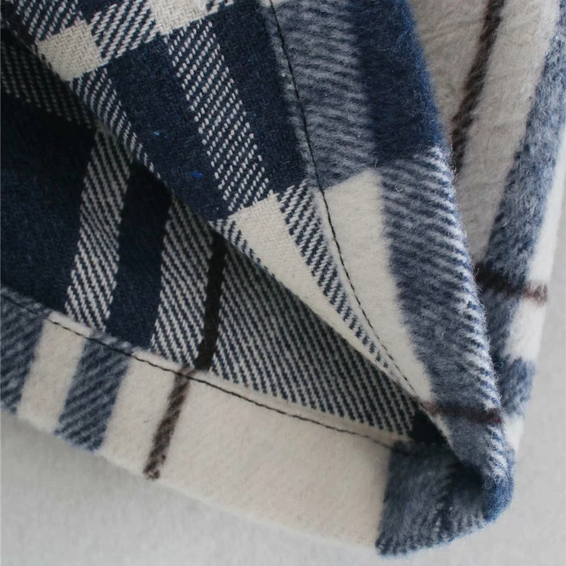 Women Winter Fashion Plaid Blue Short Jackets Oversize Female Stylish Back Chain Double Pockets Woolen Loose Outwear
Women Winter Fashion Plaid Blue Short Jackets Oversize Female Stylish Back Chain Double Pockets Woolen Loose Outwear