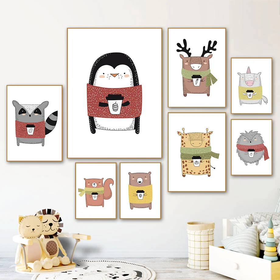 Hedgehog Raccoon Penguin Scarf Cartoon Wall Art Canvas Painting Nordic Posters And Prints Wall Pictures Baby Kids Room Decor
Hedgehog Raccoon Penguin Scarf Cartoon Wall Art Canvas Painting Nordic Posters And Prints Wall Pictures Baby Kids Room Decor
