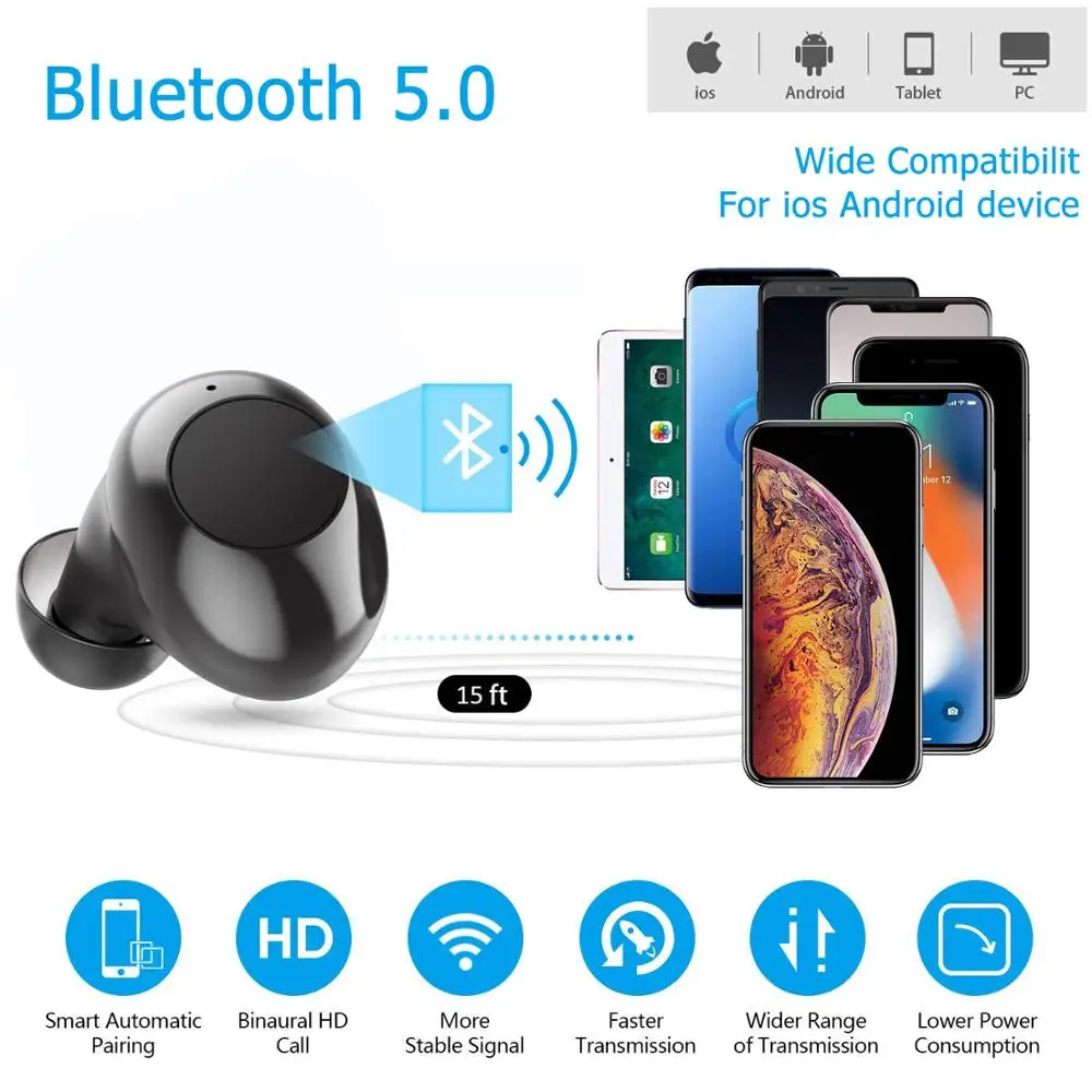 TWS-наушники A8 Bluetooth-наушники беспроводные наушники 8 часов музыки bluetooth 5 0