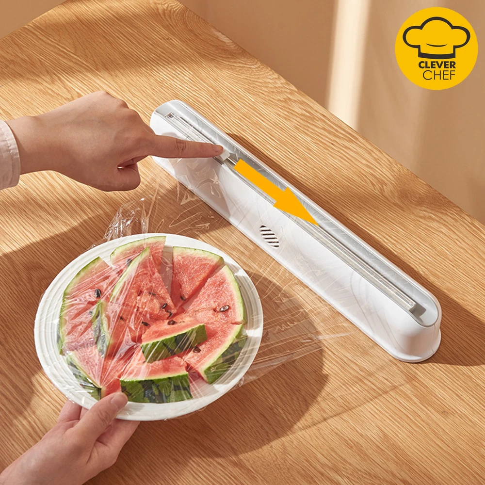 Plastic Food Wrap Dispenser with Slide Cutter Adjustable Cling Film Cutter Preservation Foil Storage Box with Suction Bottom
Plastic Food Wrap Dispenser with Slide Cutter Adjustable Cling Film Cutter Preservation Foil Storage Box with Suction Bottom