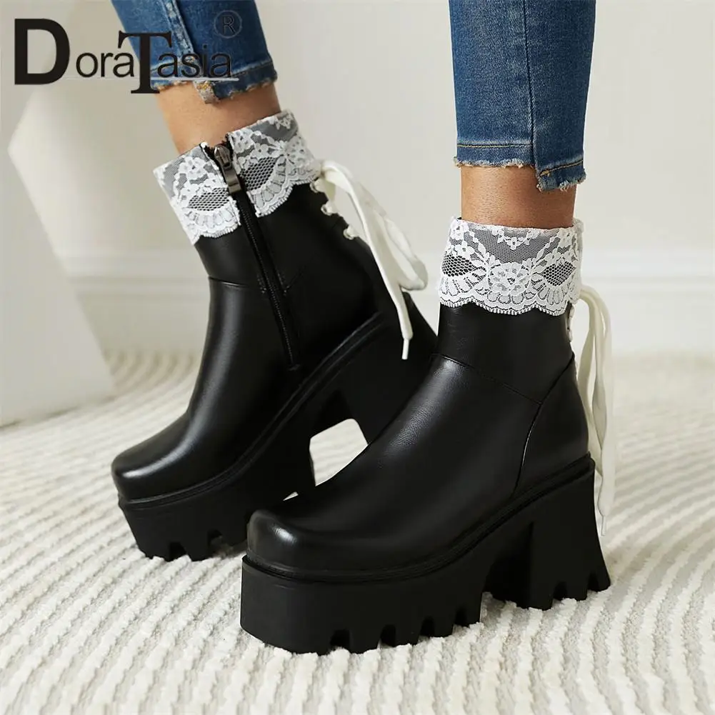 DORATASIA Brand New Female Chunky High Heels Ankle Boots Stylish Lace Up Platform Office women's Boots Party Street Shoes Woman
DORATASIA Brand New Female Chunky High Heels Ankle Boots Stylish Lace Up Platform Office women's Boots Party Street Shoes Woman
