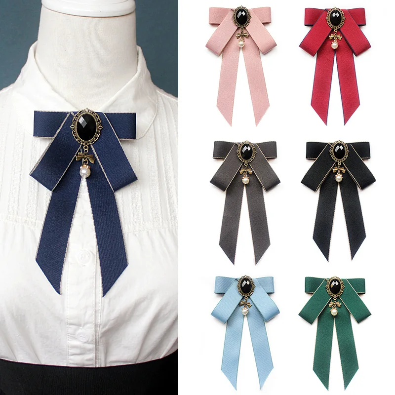 Женский винтажный галстук-бабочка брошь с кисточкой лентой со стразами