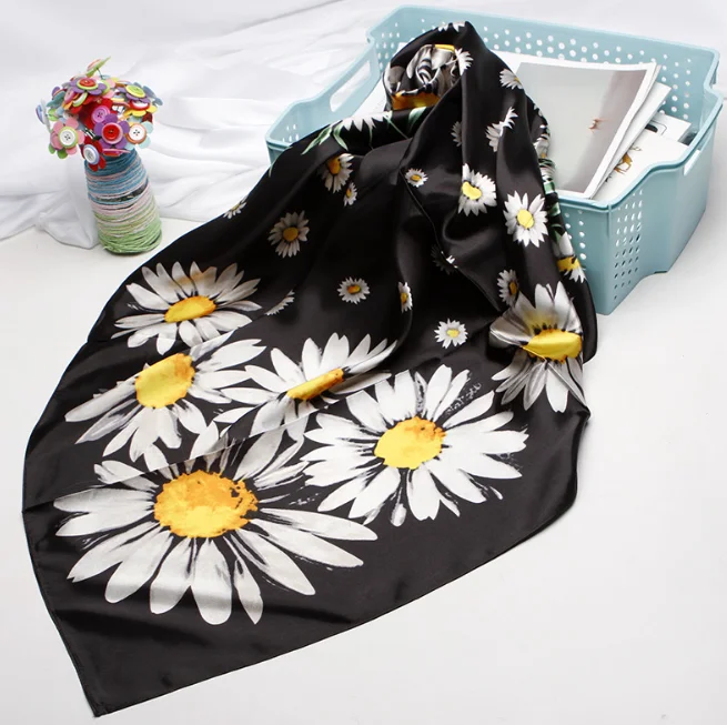 90*90cm Silk sunflower print Scarves Women Foulard Square Hijab Scarf Ladies Satiny Shawl wrap muffler pareo female hijab poncho
90*90cm Silk sunflower print Scarves Women Foulard Square Hijab Scarf Ladies Satiny Shawl wrap muffler pareo female hijab poncho