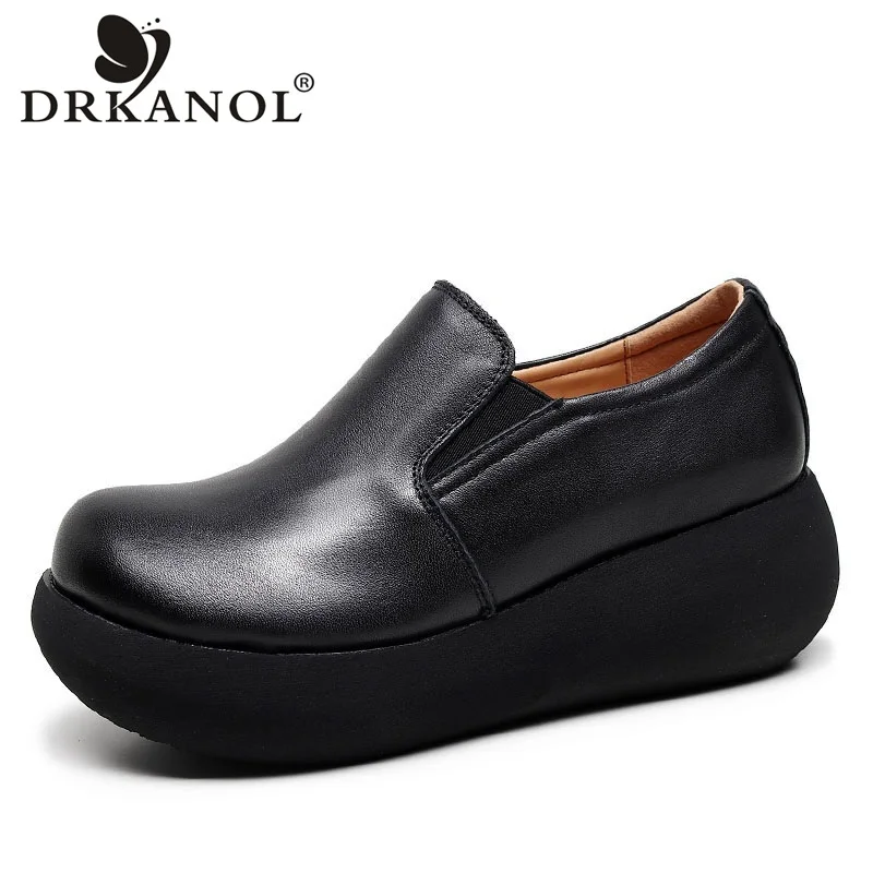 DRKANOL Fashion Retro Women Pumps Spring Genuine Leather Slip On Wedges Casual Shoes Handmade Thick Bottom Platform Shoes Black
DRKANOL Fashion Retro Women Pumps Spring Genuine Leather Slip On Wedges Casual Shoes Handmade Thick Bottom Platform Shoes Black