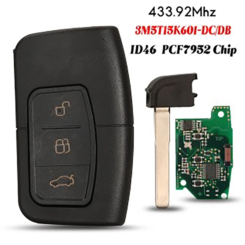 For Ford C-Max Focus MK2 Kuga Mondeo Galaxy Smart Car Remote Key 3 Buttons 433.92Mhz ID46 3M5T15K601-DC/DB
For Ford C-Max Focus MK2 Kuga Mondeo Galaxy Smart Car Remote Key 3 Buttons 433.92Mhz ID46 3M5T15K601-DC/DB