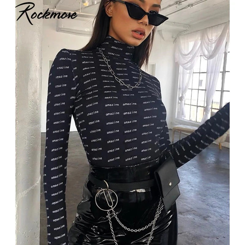 Rockmore Bodycon Gothic Long Sleeve Bodysuit Women Turtleneck Letter Printed Ladies Jumpsuits Bodysuits Playsuits Autumn Winter
Rockmore Bodycon Gothic Long Sleeve Bodysuit Women Turtleneck Letter Printed Ladies Jumpsuits Bodysuits Playsuits Autumn Winter