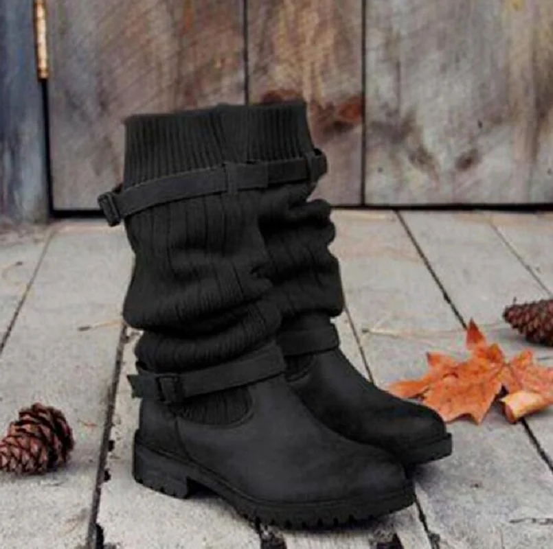 Newest Women's Boots Buckle Strap High Quality Knee Length Round Toe Med Heel Modern Boots for Ladies Zapatos De Mujer KE277
Newest Women's Boots Buckle Strap High Quality Knee Length Round Toe Med Heel Modern Boots for Ladies Zapatos De Mujer KE277