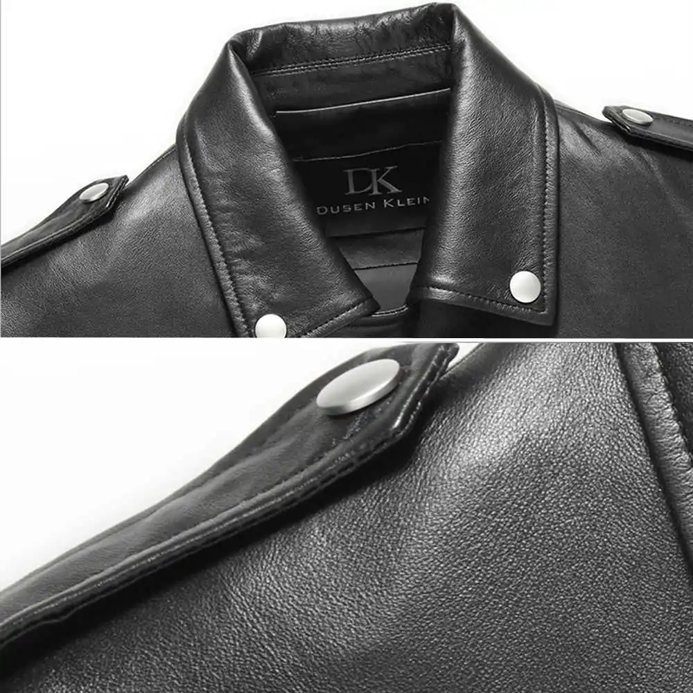 Biker Quality Motor Genuine Sheepskin Leather Clothing Cool Male Black Coat Genuine Leather Spring Motorcycle Outwear 
Biker Quality Motor Genuine Sheepskin Leather Clothing Cool Male Black Coat Genuine Leather Spring Motorcycle Outwear