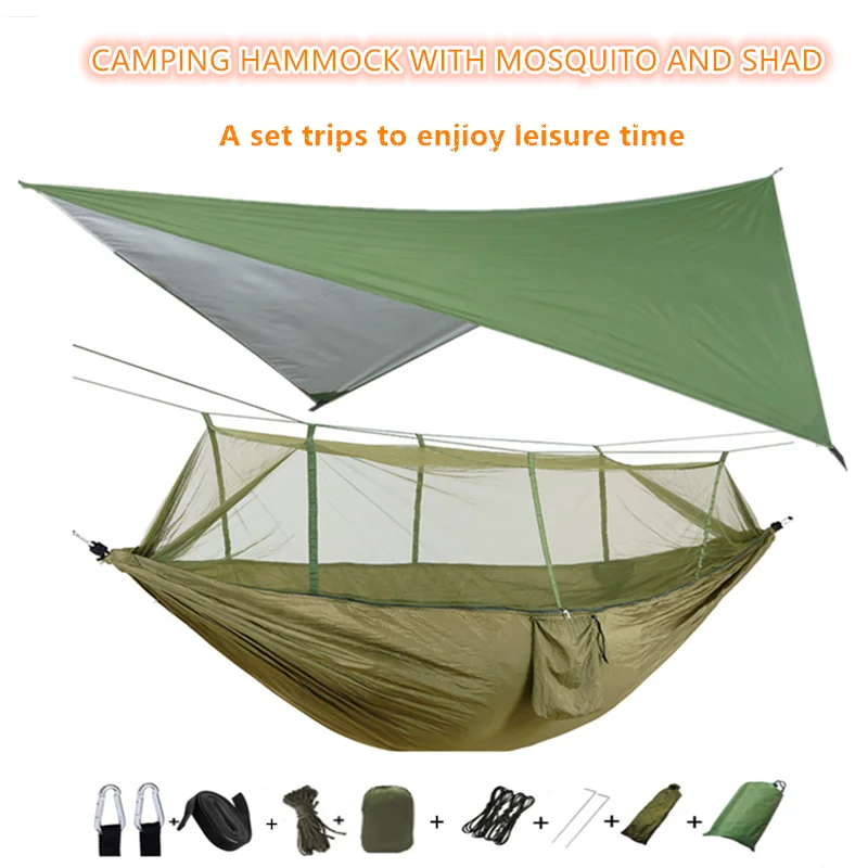 Portable Camping Hammock with Mosquito Net and Rain Fly Tarp,Hammock Canopy Nylon Hammocks Double Hammock Hiking Patio Furniture
Portable Camping Hammock with Mosquito Net and Rain Fly Tarp,Hammock Canopy Nylon Hammocks Double Hammock Hiking Patio Furniture