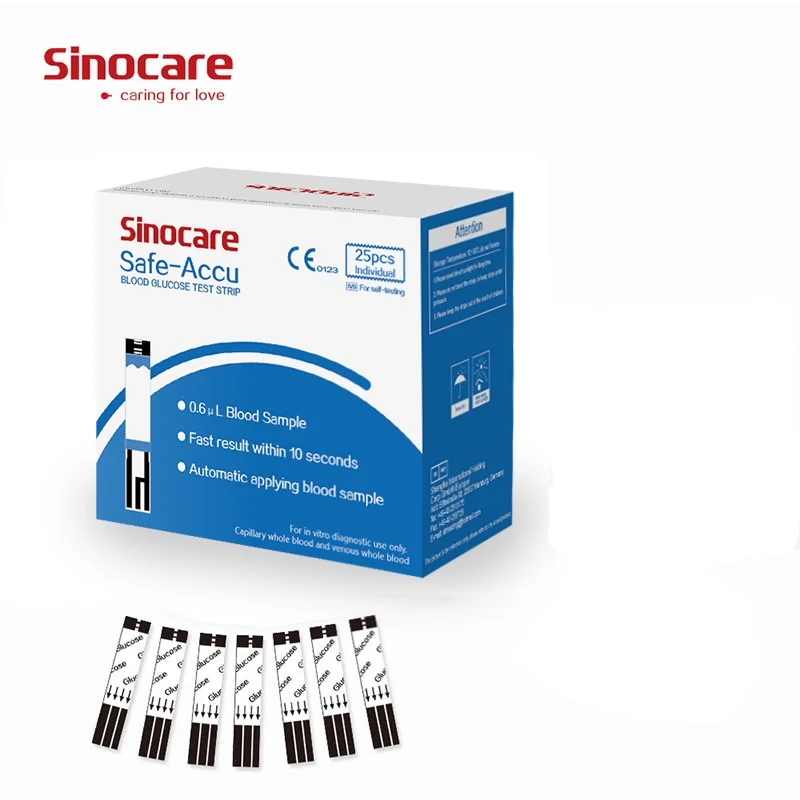 (50/100)Sinocare Safe Accu отдельные тест полоски для глюкометра (без ланцетов)|Уровень глюзы