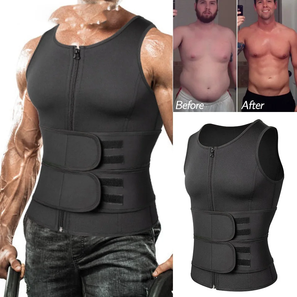 

Men Body Shaper Waist Trainer Sauna Suit Sweat Vest Slimming Underwear Weight Loss Shirt Fat Burner Workout Tank Tops Shapewear