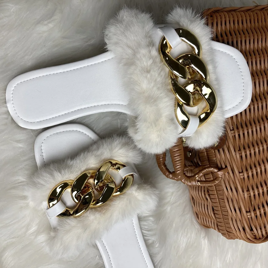 New 2022 Autumn And Winter Flush Slippers Metal Chain Square Flat Shoes Outside Wearing Comfortable Hair Women's Shoes
New 2022 Autumn And Winter Flush Slippers Metal Chain Square Flat Shoes Outside Wearing Comfortable Hair Women's Shoes