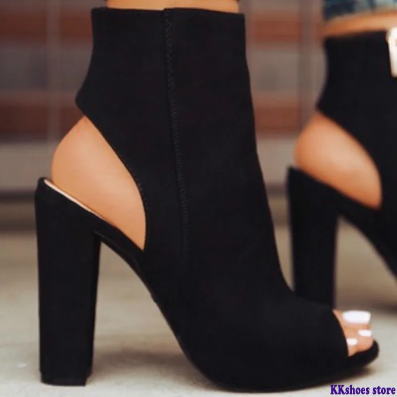 Ankle Boots Faux Suede Leather Casual Open Peep Toe High Heels Zipper Fashion Square Rubber Black Shoes For Women Plus Size 43
Ankle Boots Faux Suede Leather Casual Open Peep Toe High Heels Zipper Fashion Square Rubber Black Shoes For Women Plus Size 43