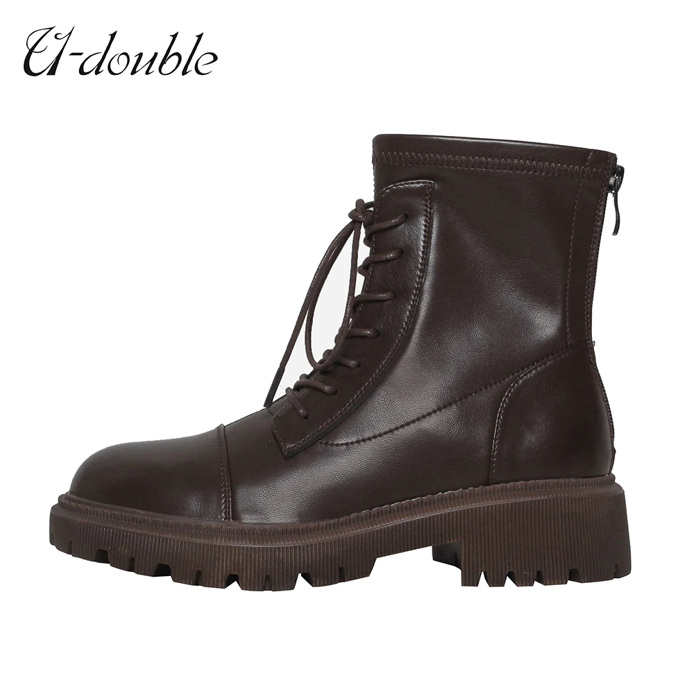 U-Double Winter Woman's Ankle Boots Real Leather Thick Bottom Platform Fashion Lace Up Shoes Woman Daily Footwear Big Size 34-41
U-Double Winter Woman's Ankle Boots Real Leather Thick Bottom Platform Fashion Lace Up Shoes Woman Daily Footwear Big Size 34-41