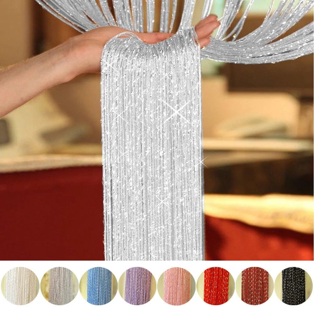 

1*2 M Glitter String Door Curtain Beads Room Dividers Beaded Fringe Window Panel cortinas para la sala curtain