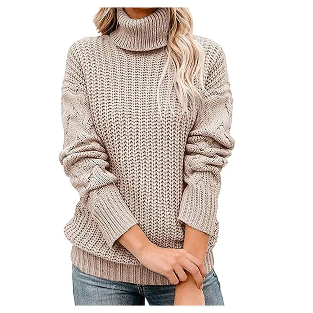Women Stretch Sweaters Turtleneck Pullovers Long Sleeve Slim-fit Tight Sweater 2021 Autumn Winter Solid Color #20 | Женская одежда