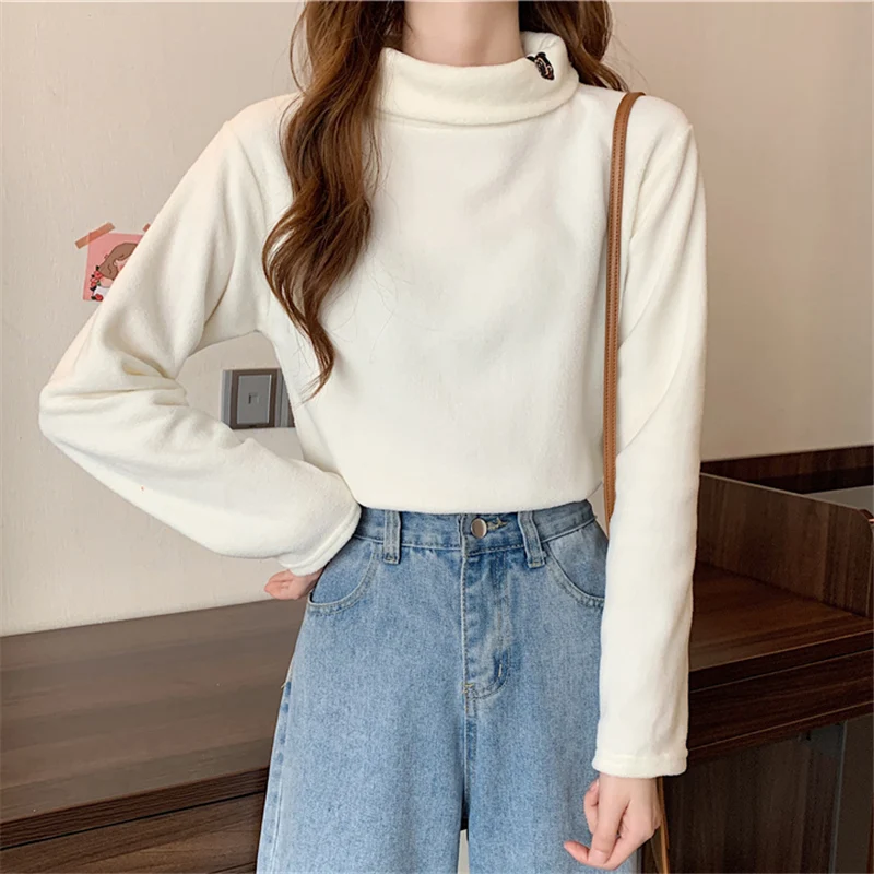 Cartoon Polar Fleece Half-High Collar Long Sleeves Shirt Female Autumn and Winter Plus Velvet Thickening Western Style Shirt
Cartoon Polar Fleece Half-High Collar Long Sleeves Shirt Female Autumn and Winter Plus Velvet Thickening Western Style Shirt