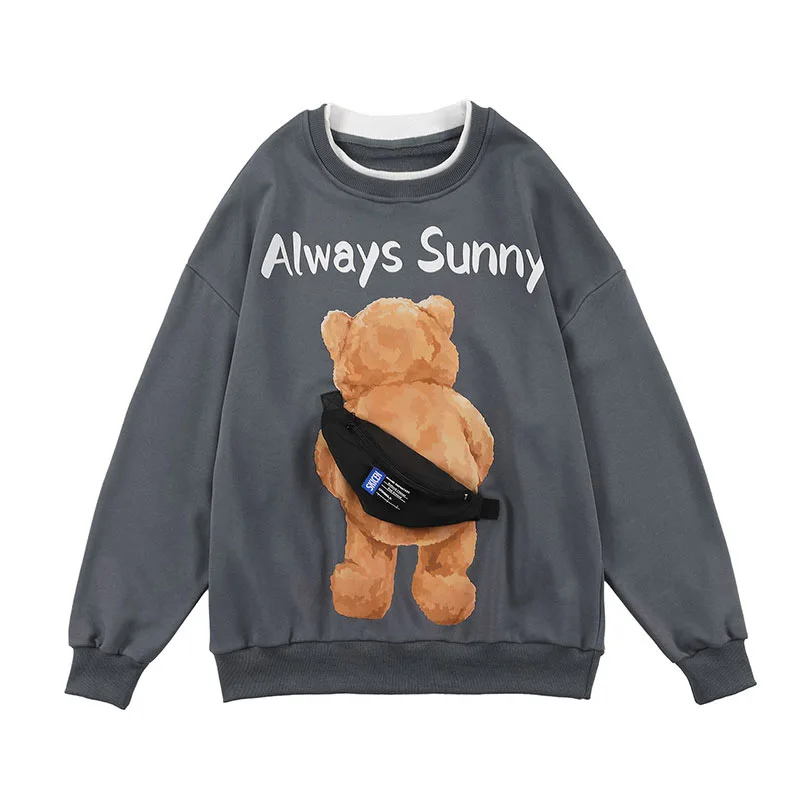 Women Harajuku Hoodies Sweatshirts Cartoon Bear Print Zipper Bag Pullover Men Japanese College Style Tops Oversized Tops Couple
Women Harajuku Hoodies Sweatshirts Cartoon Bear Print Zipper Bag Pullover Men Japanese College Style Tops Oversized Tops Couple